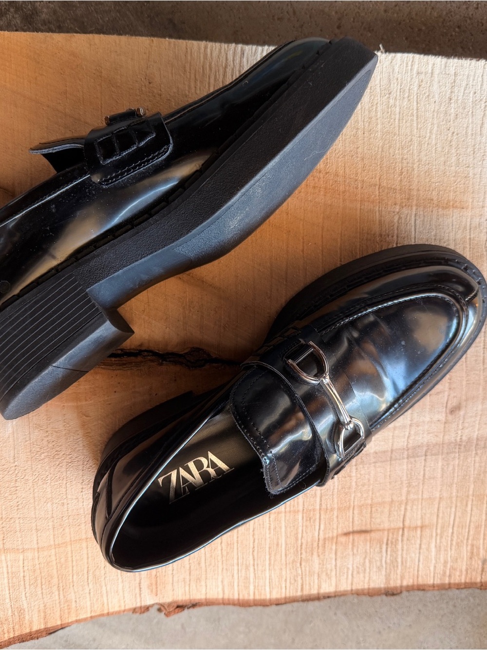 ZARA Women’s Black Leather Bit Loafers (9.5)